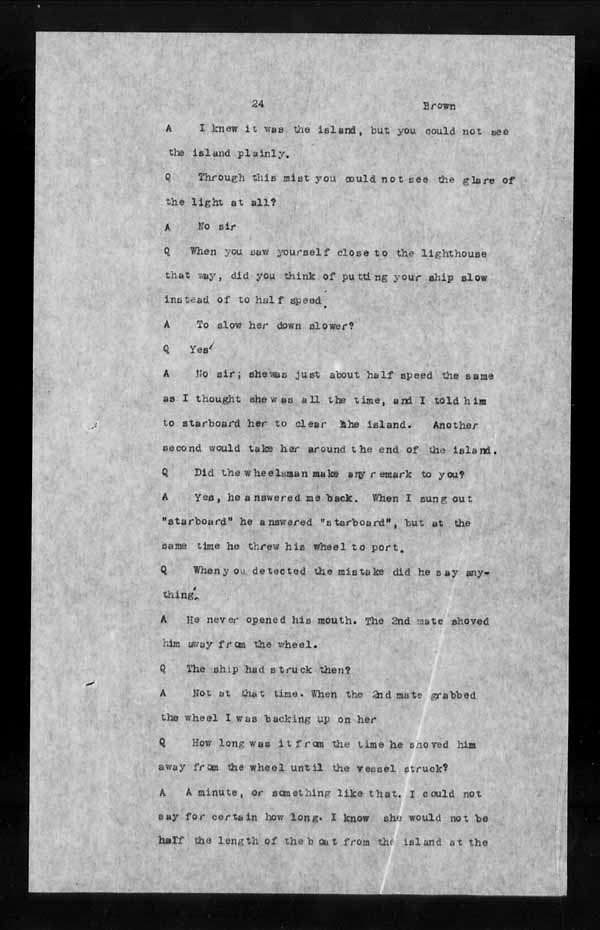 Wrecks, Casualties and Salvage - Formal Investigations - S.S. ATHABASKA