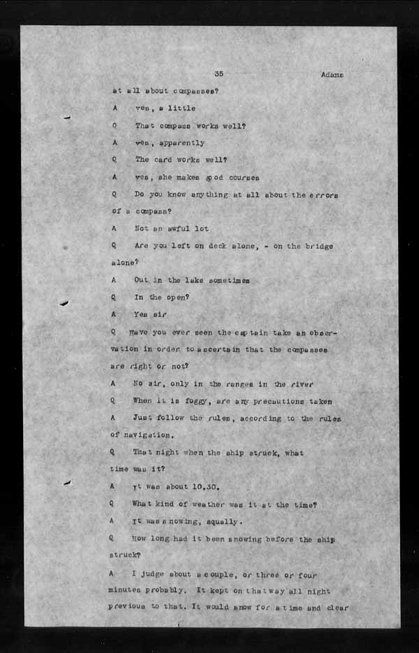 Wrecks, Casualties and Salvage - Formal Investigations - S.S. ATHABASKA