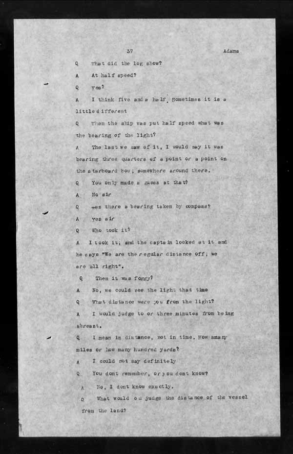 Wrecks, Casualties and Salvage - Formal Investigations - S.S. ATHABASKA