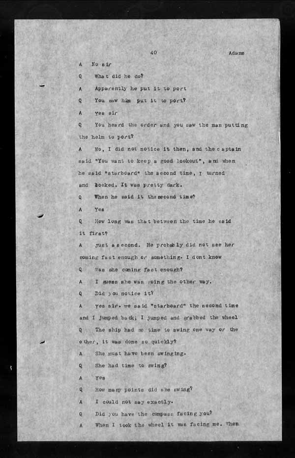 Wrecks, Casualties and Salvage - Formal Investigations - S.S. ATHABASKA