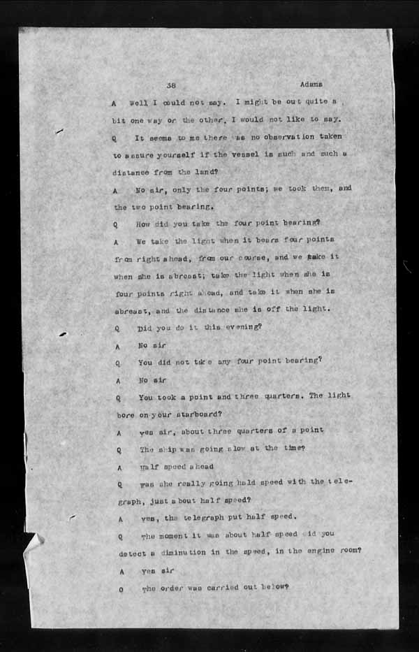 Wrecks, Casualties and Salvage - Formal Investigations - S.S. ATHABASKA