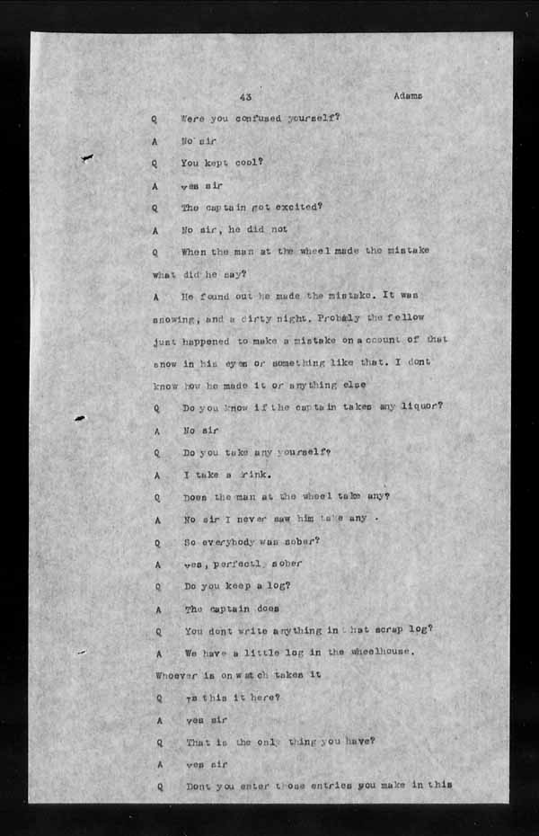 Wrecks, Casualties and Salvage - Formal Investigations - S.S. ATHABASKA