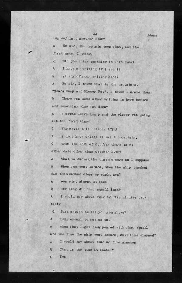 Wrecks, Casualties and Salvage - Formal Investigations - S.S. ATHABASKA