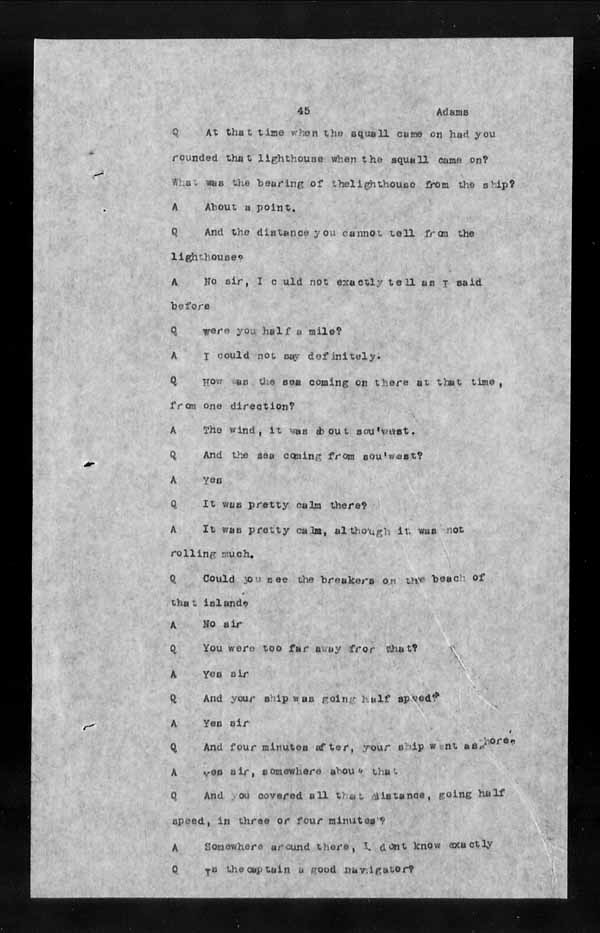 Wrecks, Casualties and Salvage - Formal Investigations - S.S. ATHABASKA