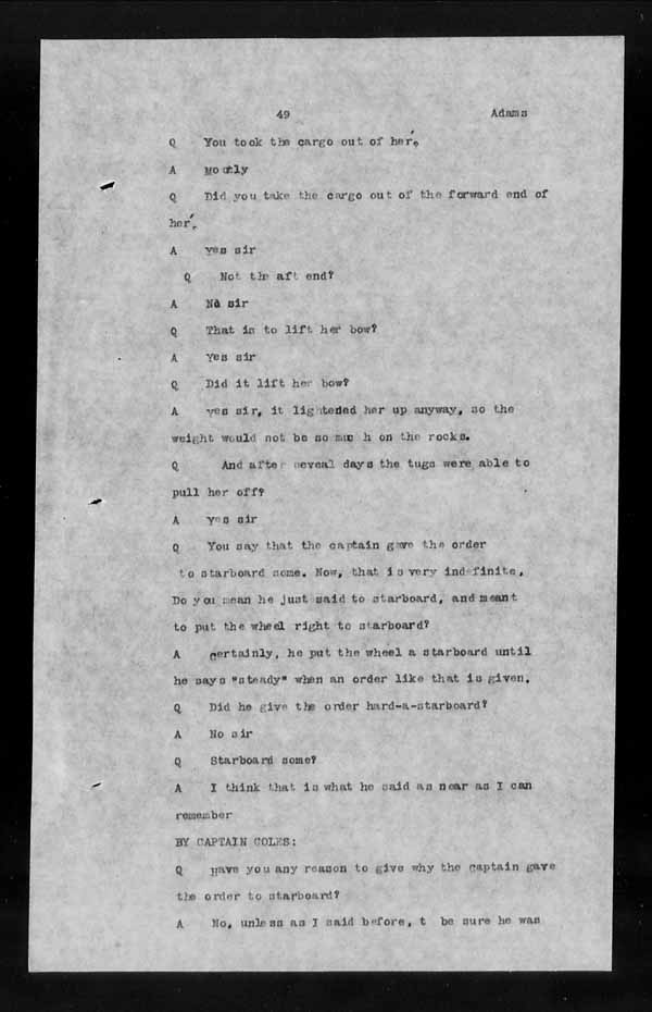 Wrecks, Casualties and Salvage - Formal Investigations - S.S. ATHABASKA