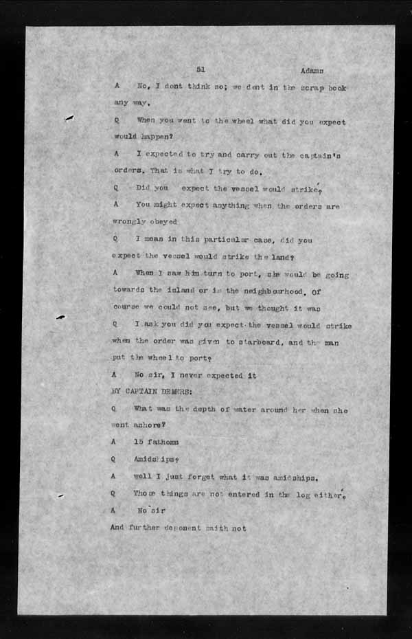 Wrecks, Casualties and Salvage - Formal Investigations - S.S. ATHABASKA