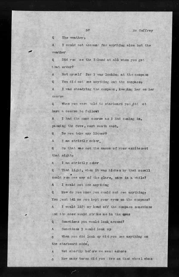 Wrecks, Casualties and Salvage - Formal Investigations - S.S. ATHABASKA