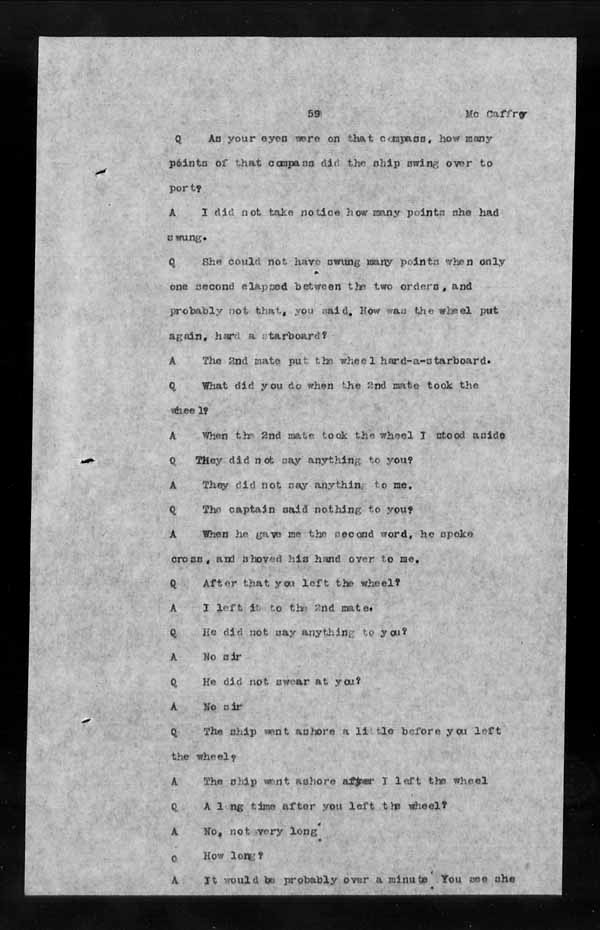 Wrecks, Casualties and Salvage - Formal Investigations - S.S. ATHABASKA