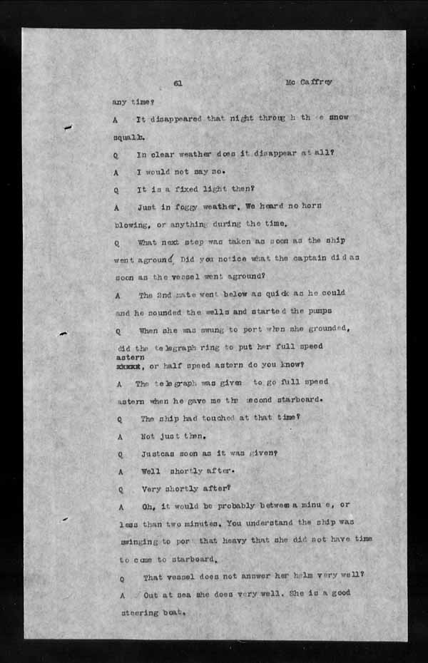 Wrecks, Casualties and Salvage - Formal Investigations - S.S. ATHABASKA