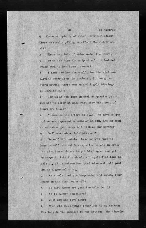 Wrecks, Casualties and Salvage - Formal Investigations - S.S. ATHABASKA