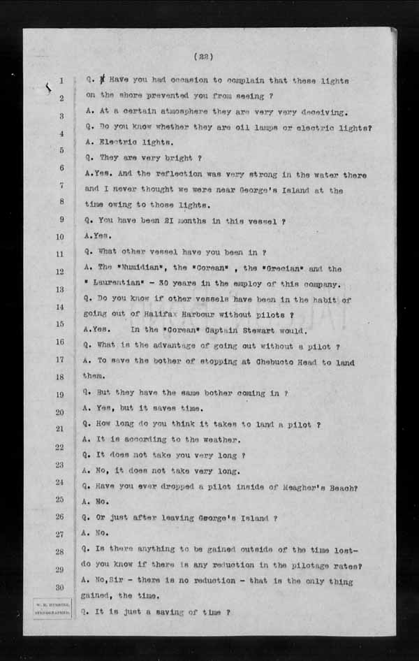 Wrecks, Casualties and Salvage - Formal Investigations - S.S. CORINTHIAN