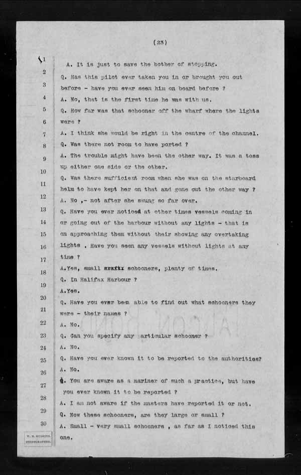 Wrecks, Casualties and Salvage - Formal Investigations - S.S. CORINTHIAN