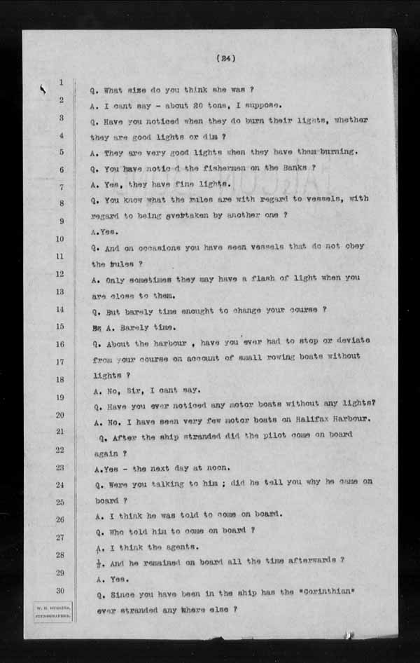 Wrecks, Casualties and Salvage - Formal Investigations - S.S. CORINTHIAN