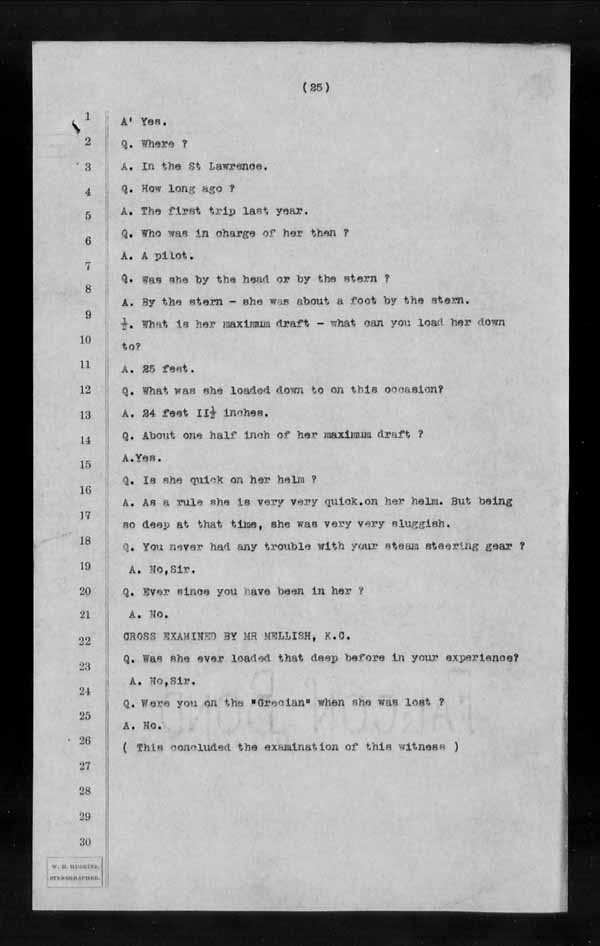 Wrecks, Casualties and Salvage - Formal Investigations - S.S. CORINTHIAN