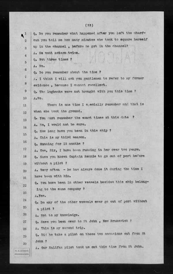 Wrecks, Casualties and Salvage - Formal Investigations - S.S. CORINTHIAN