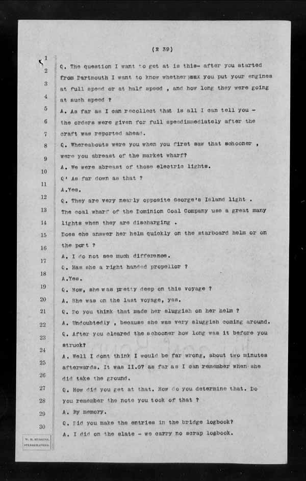 Wrecks, Casualties and Salvage - Formal Investigations - S.S. CORINTHIAN