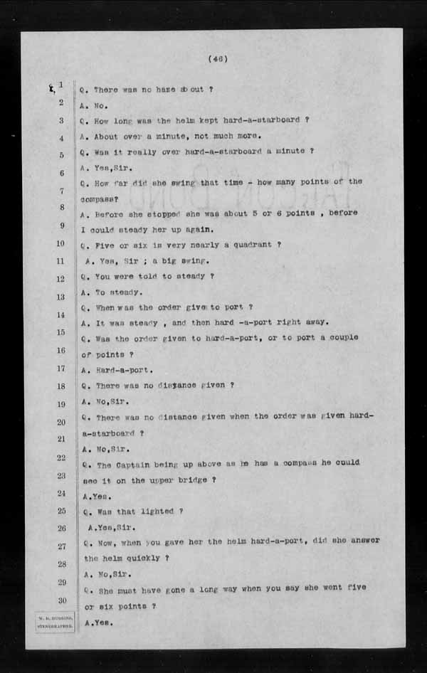 Wrecks, Casualties and Salvage - Formal Investigations - S.S. CORINTHIAN