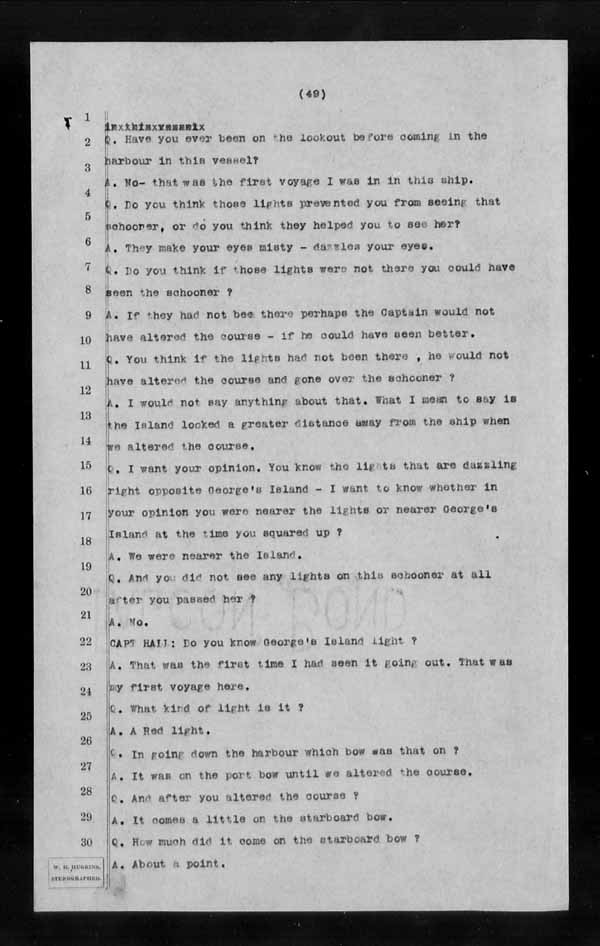 Wrecks, Casualties and Salvage - Formal Investigations - S.S. CORINTHIAN