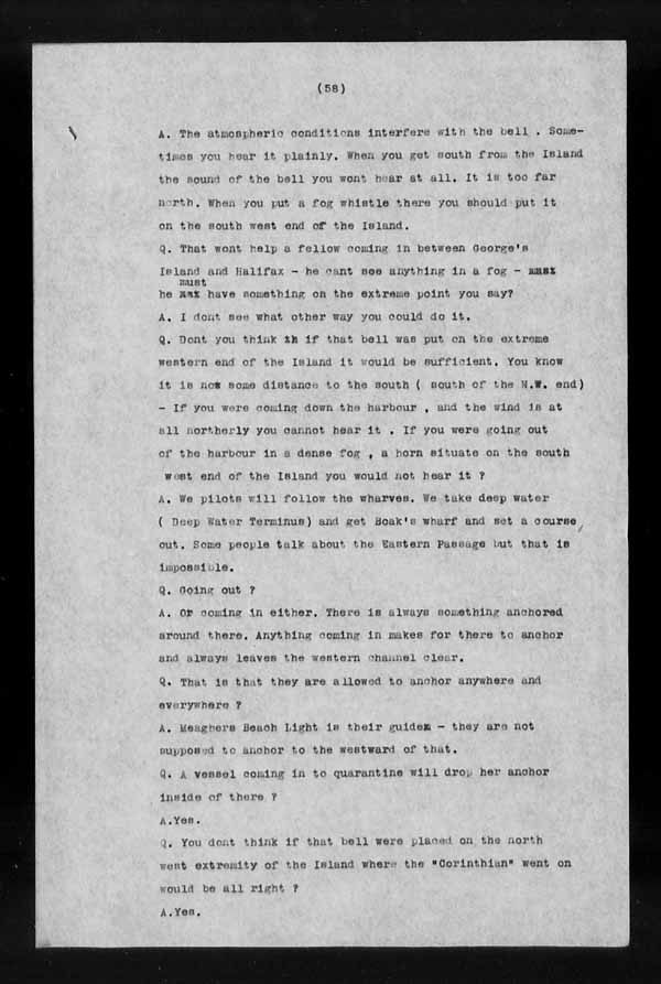Wrecks, Casualties and Salvage - Formal Investigations - S.S. CORINTHIAN