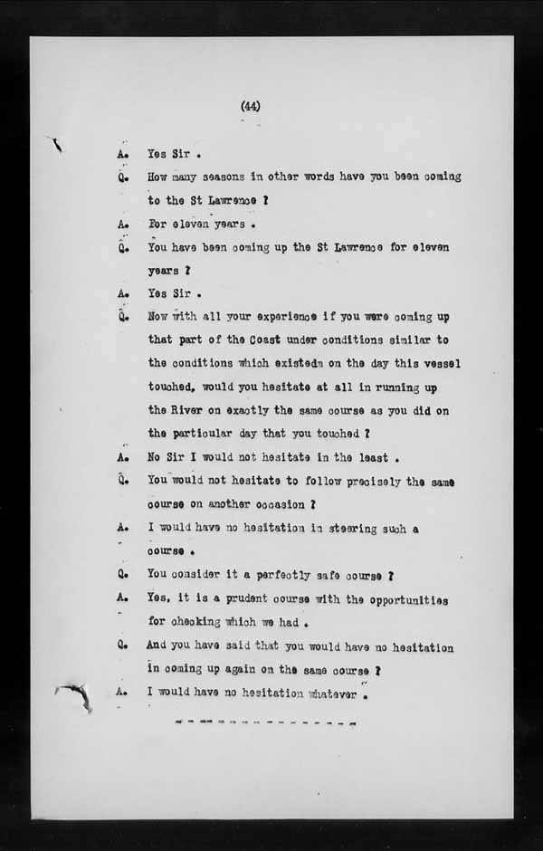 Wrecks, Casualties and Salvage - Formal Investigations - S.S. EMPRESS of IRELAND