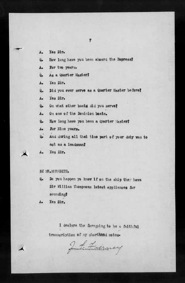 Wrecks, Casualties and Salvage - Formal Investigations - S.S. EMPRESS of IRELAND