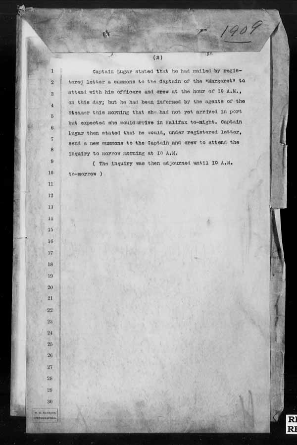 Wrecks, Casualties and Salvage - Formal Investigations - S.S. MARGARET