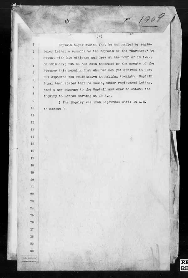 Wrecks, Casualties and Salvage - Formal Investigations - S.S. MARGARET