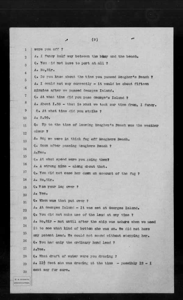 Wrecks, Casualties and Salvage - Formal Investigations - S.S. MARGARET