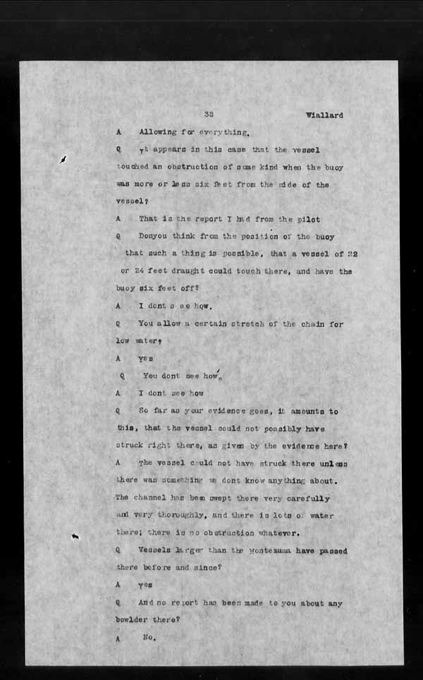 Wrecks, Casualties and Salvage - Formal Investigations - S.S. MONTEZUMA