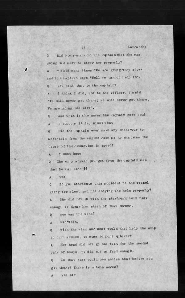 Wrecks, Casualties and Salvage - Formal Investigations - S.S. MONTEZUMA