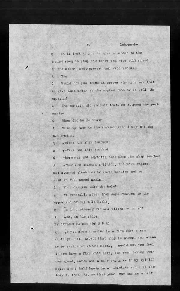 Wrecks, Casualties and Salvage - Formal Investigations - S.S. MONTEZUMA