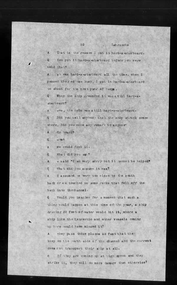 Wrecks, Casualties and Salvage - Formal Investigations - S.S. MONTEZUMA