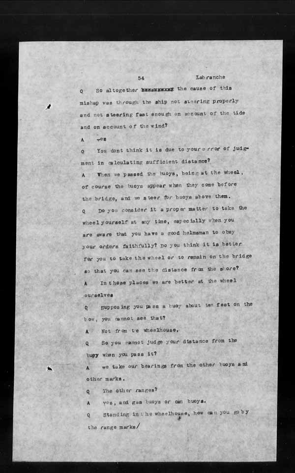 Wrecks, Casualties and Salvage - Formal Investigations - S.S. MONTEZUMA