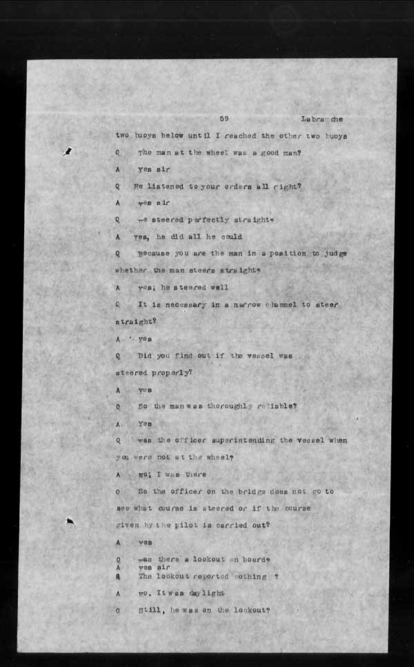 Wrecks, Casualties and Salvage - Formal Investigations - S.S. MONTEZUMA