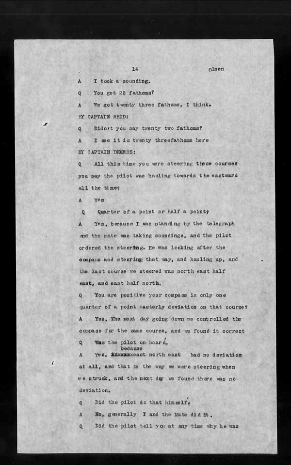 Wrecks, Casualties and Salvage - Formal Investigations - S.S. OCEAN