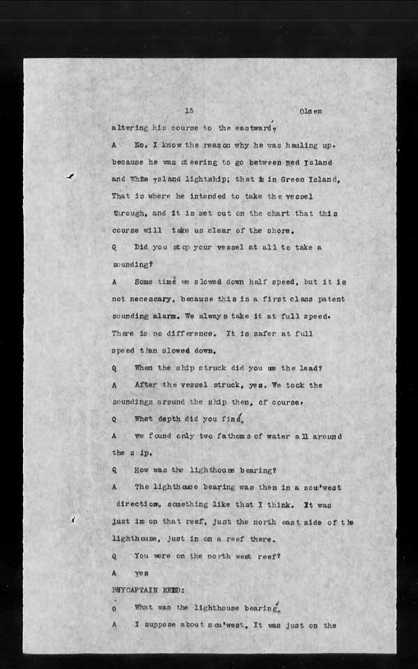 Wrecks, Casualties and Salvage - Formal Investigations - S.S. OCEAN
