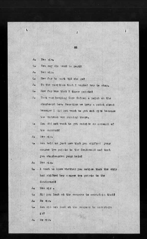 Wrecks, Casualties and Salvage - Formal Investigations - S.S. ODLAND [ODDLAND]