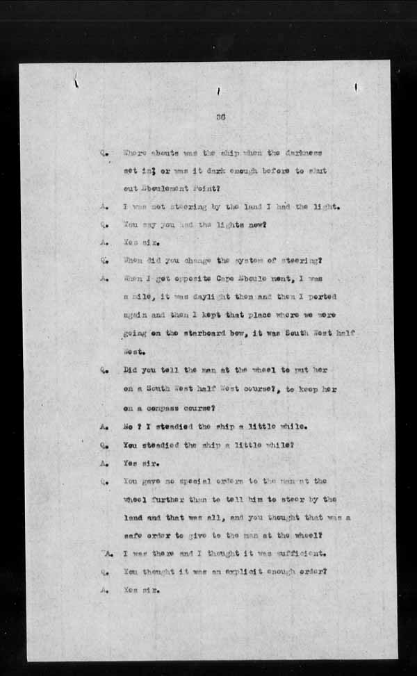 Wrecks, Casualties and Salvage - Formal Investigations - S.S. ODLAND [ODDLAND]