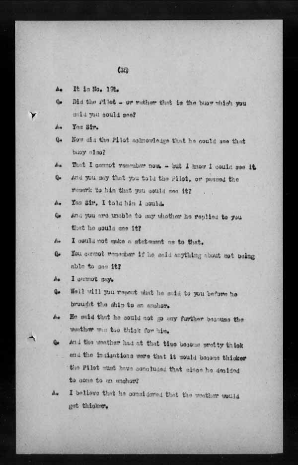 Wrecks, Casualties and Salvage - Formal Investigations - S.S. LAKE CHAMPLAIN (C.P.R. steamship)