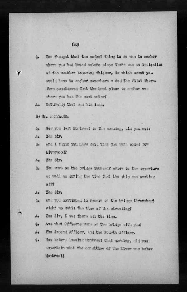 Wrecks, Casualties and Salvage - Formal Investigations - S.S. LAKE CHAMPLAIN (C.P.R. steamship)