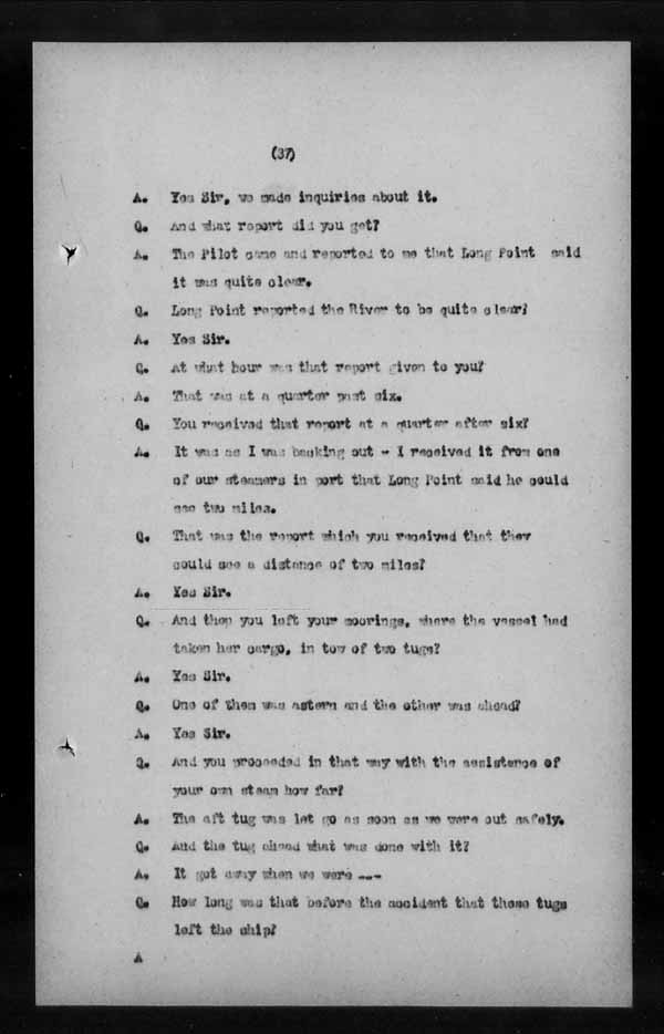 Wrecks, Casualties and Salvage - Formal Investigations - S.S. LAKE CHAMPLAIN (C.P.R. steamship)