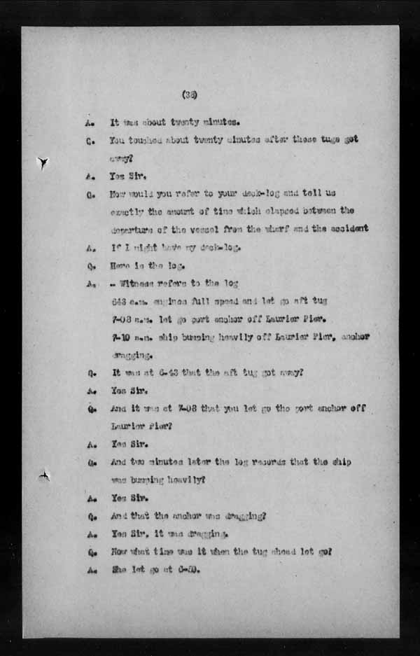 Wrecks, Casualties and Salvage - Formal Investigations - S.S. LAKE CHAMPLAIN (C.P.R. steamship)