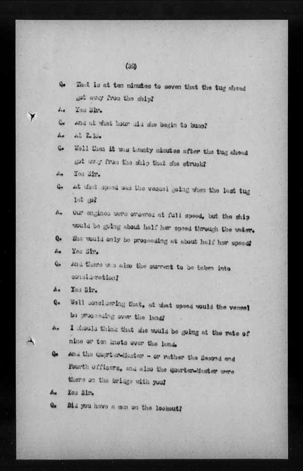 Wrecks, Casualties and Salvage - Formal Investigations - S.S. LAKE CHAMPLAIN (C.P.R. steamship)