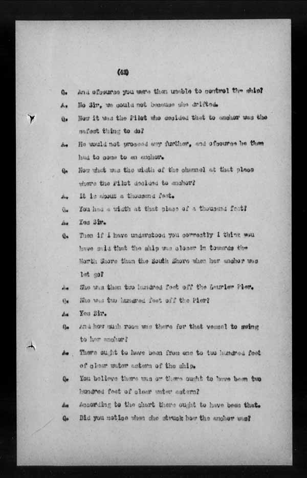 Wrecks, Casualties and Salvage - Formal Investigations - S.S. LAKE CHAMPLAIN (C.P.R. steamship)