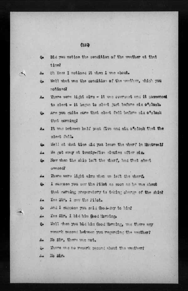 Wrecks, Casualties and Salvage - Formal Investigations - S.S. LAKE CHAMPLAIN (C.P.R. steamship)