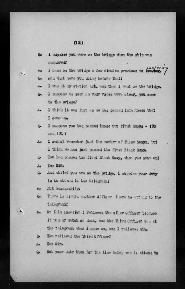 Wrecks, Casualties and Salvage - Formal Investigations - S.S. LAKE CHAMPLAIN (C.P.R. steamship)