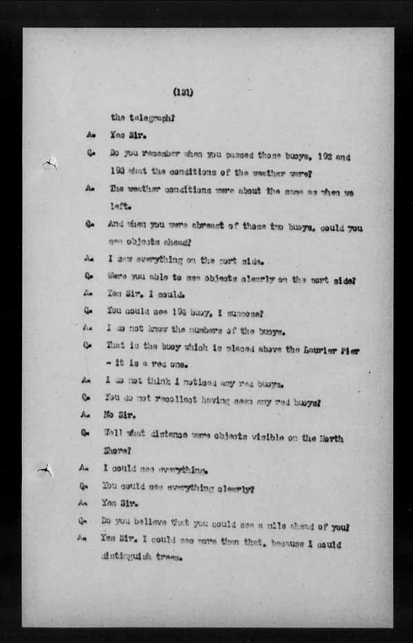 Wrecks, Casualties and Salvage - Formal Investigations - S.S. LAKE CHAMPLAIN (C.P.R. steamship)