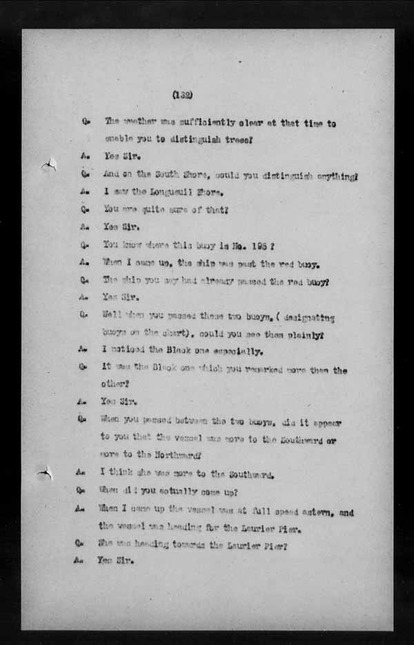 Wrecks, Casualties and Salvage - Formal Investigations - S.S. LAKE CHAMPLAIN (C.P.R. steamship)