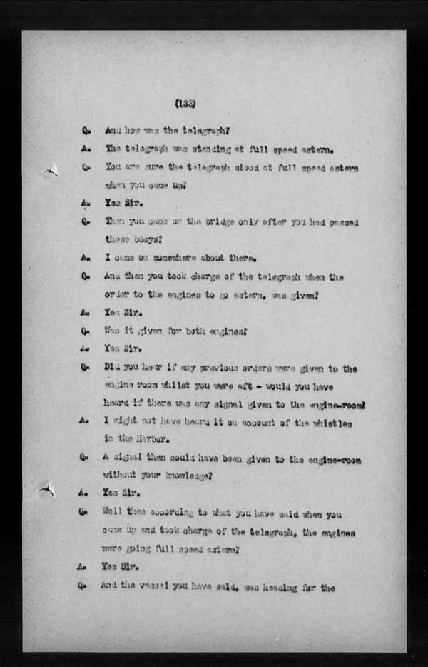 Wrecks, Casualties and Salvage - Formal Investigations - S.S. LAKE CHAMPLAIN (C.P.R. steamship)