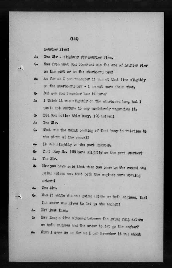 Wrecks, Casualties and Salvage - Formal Investigations - S.S. LAKE CHAMPLAIN (C.P.R. steamship)